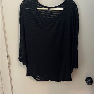 Lane Bryant Black Sheer Striped Blouse